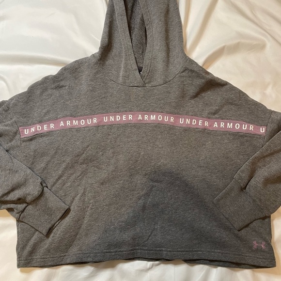 Under Armour size XS gray/purple crop top hoodie - Picture 2 of 5